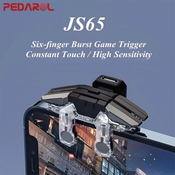 دسته بازی موبایل پابجی و کالاف دیوتی 6 انگشتی لیزری JS 65-4