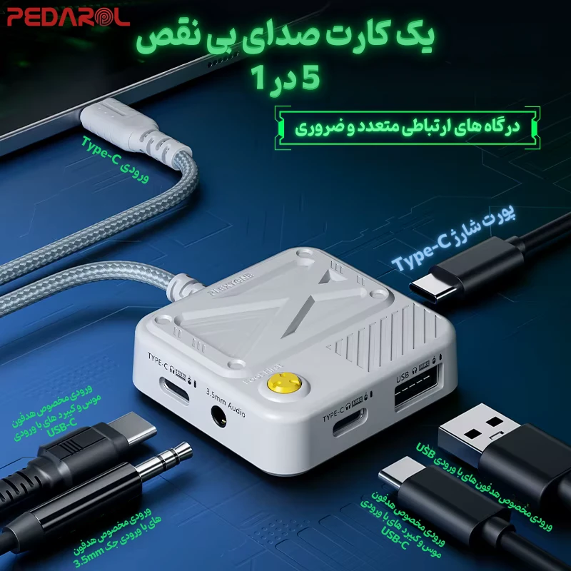 درگاه‌های کارت و تقویت کننده صدای Plextone GS5 5in1