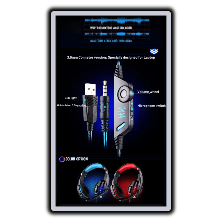 هدست گیمینگ کوشن ایچ مدل Kotion Each G9000 کلیدهای دسترسی آسان هدست گیمینگ کوشن ایچ G9000