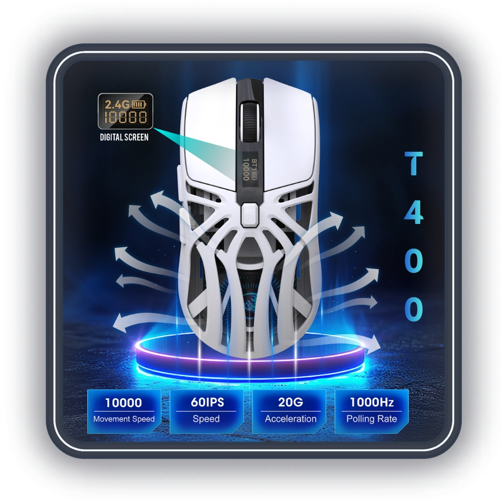 ماوس گیمینگ بی سیم HXSJ مدل T400 ماوس گیمینگ بی سیم HXSJ مدل T400
