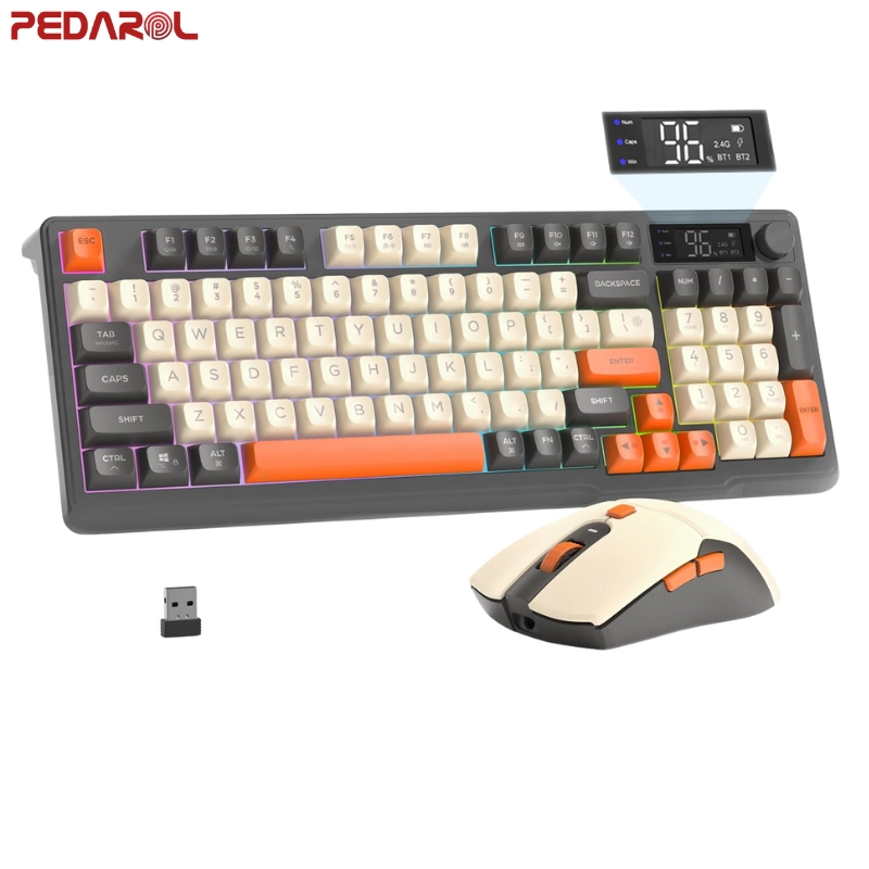 اقلام داخل جعبه کیبورد و ماوس گیمینگ بی‌سیم مدل K82