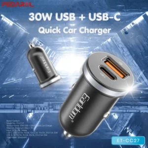 دو درگاه شارژر فندکی ارلدام مدل Earldom CC27